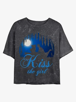 Disney The Little Mermaid Kiss Girl Vignette Mineral Wash Crop Girls T-Shirt