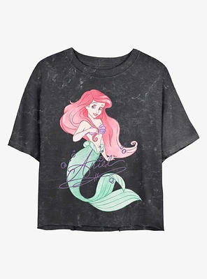 Disney The Little Mermaid Signed Ariel Mineral Wash Crop Girls T-Shirt