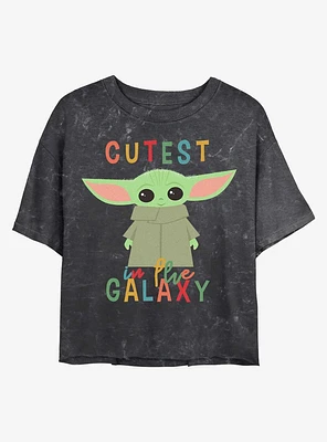 Star Wars The Mandalorian Cutest Little Child Mineral Wash Crop Girls T-Shirt
