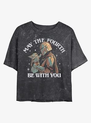 Star Wars The Mandalorian May Fourth Be With You Mineral Wash Crop Girls T-Shirt