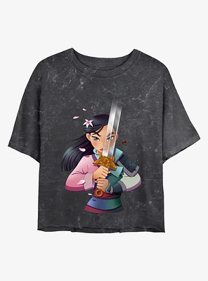 Disney Mulan Anime Mineral Wash Crop Girls T-Shirt