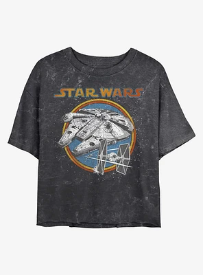 Star Wars Battleship Mineral Wash Crop Girls T-Shirt