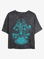 Star Wars Blue Falcon Mineral Wash Crop Girls T-Shirt