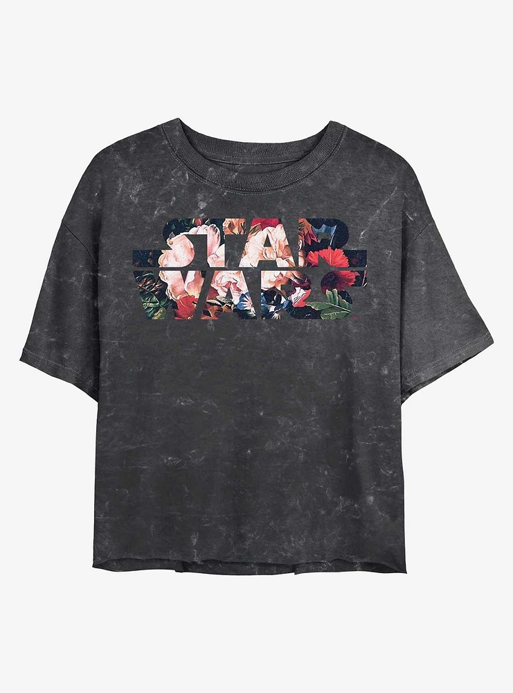 Star Wars Floral Logo Mineral Wash Crop Girls T-Shirt