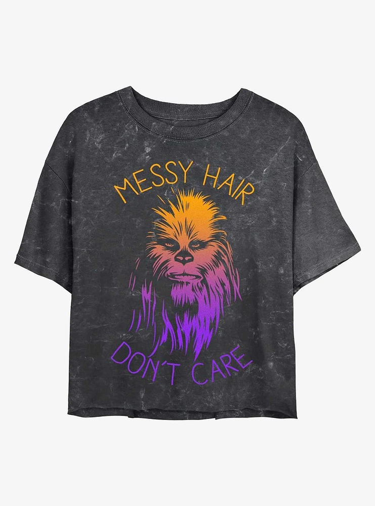 Star Wars Messy Hair Chewie Mineral Wash Crop Girls T-Shirt