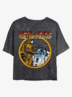Star Wars Metal Droids C-3PO and R2-D2 Mineral Wash Crop Girls T-Shirt