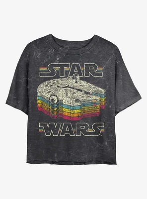 Star Wars Retro Falcon Mineral Wash Crop Girls T-Shirt