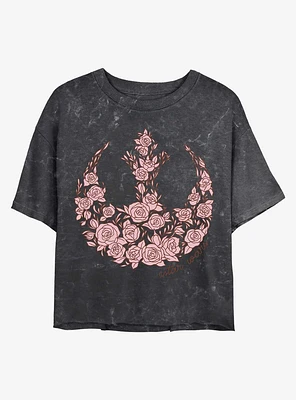 Star Wars Rose Rebel Symbol Mineral Wash Crop Girls T-Shirt