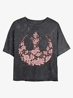 Star Wars Rose Rebel Symbol Mineral Wash Crop Girls T-Shirt