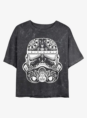 Star Wars Sugar Skull Trooper Mineral Wash Crop Girls T-Shirt