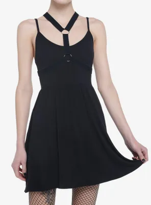 Black Harness Skater Cami Dress