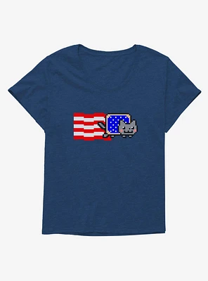 Nyan Cat American Flag Girls T-Shirt Plus