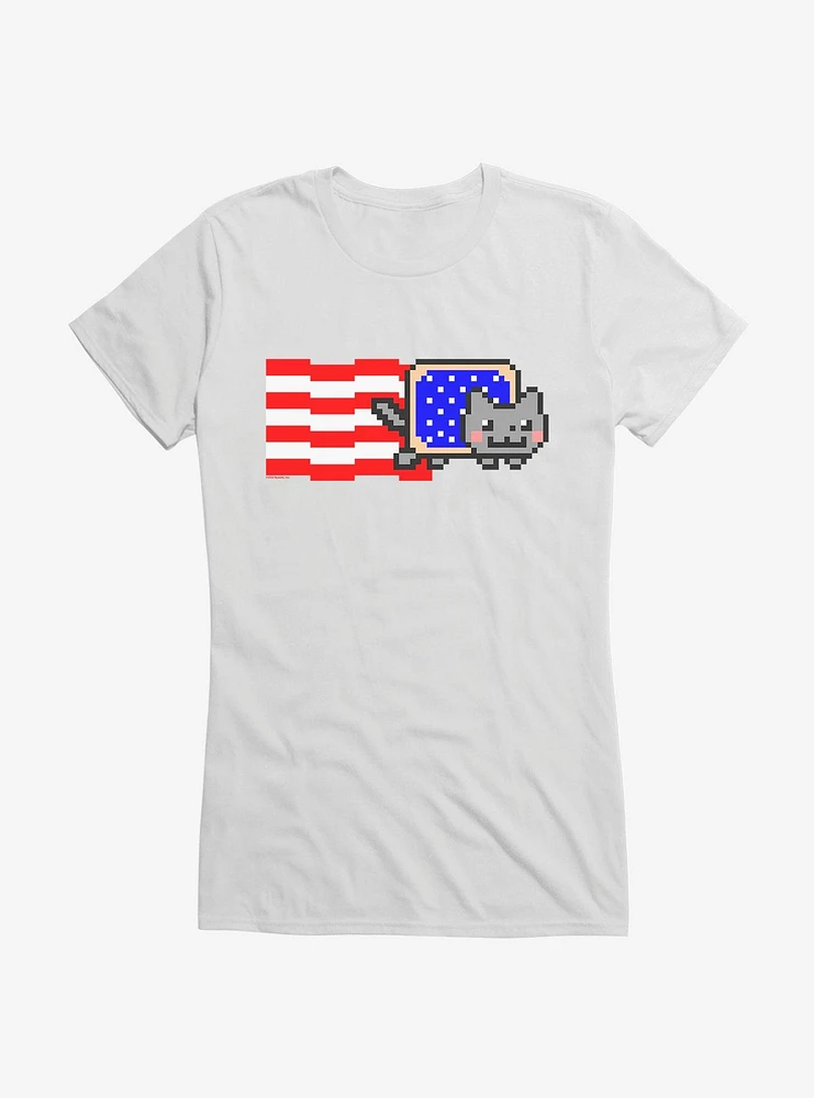 Nyan Cat American Flag Girls T-Shirt