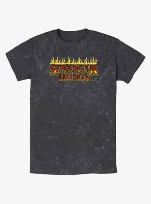 Stranger Things Flaming Logo Mineral Wash T-Shirt