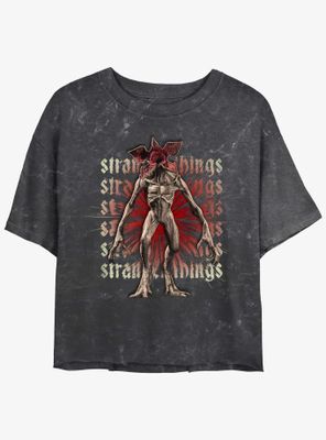 Stranger Things Demogorgon Merge Mineral Wash Womens Crop T-Shirt