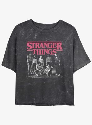 Stranger Things Group Meeting Mineral Wash Womens Crop T-Shirt