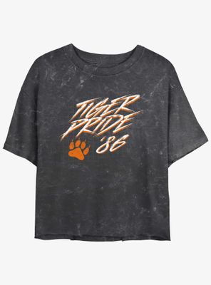 Stranger Things Hawkins Tiger Pride Mineral Wash Womens Crop T-Shirt
