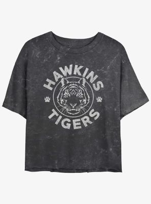 Stranger Things Hawkins Tigers Mineral Wash Womens Crop T-Shirt