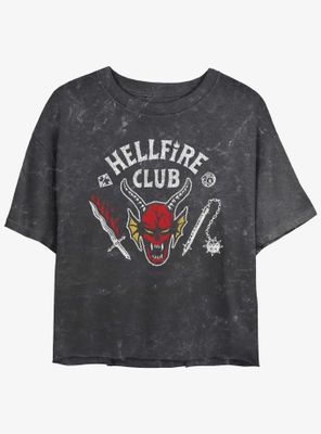Stranger Things Hellfire Club Mineral Wash Womens Crop T-Shirt