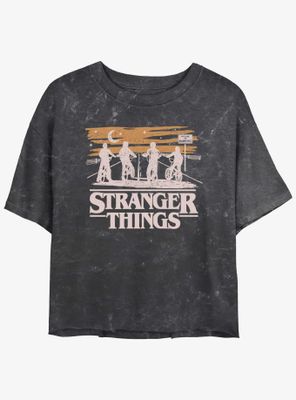 Stranger Things Into The Night Mineral Wash Womens Crop T-Shirt