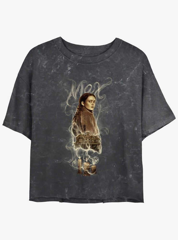 Stranger Things Max Badge Mineral Wash Womens Crop T-Shirt