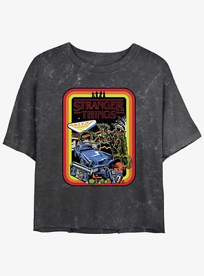 Stranger Things Retro Poster Mineral Wash Womens Crop T-Shirt