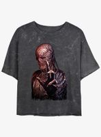 Stranger Things Shadow Vecna Portrait Mineral Wash Womens Crop T-Shirt