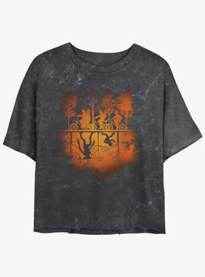 Stranger Things Spooky Upside Down Mineral Wash Womens Crop T-Shirt