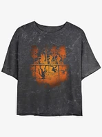 Stranger Things Spooky Upside Down Mineral Wash Womens Crop T-Shirt