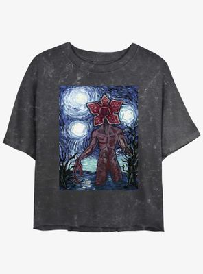 Stranger Things Starry Demogorgon Mineral Wash Womens Crop T-Shirt