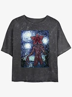 Stranger Things Starry Demogorgon Mineral Wash Womens Crop T-Shirt