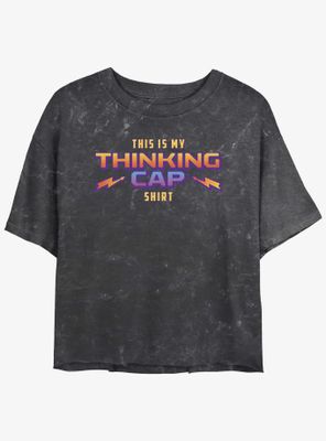 Stranger Things Thinking Cap Mineral Wash Womens Crop T-Shirt