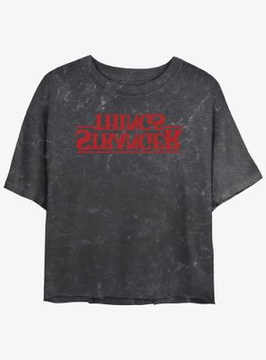 Stranger Things Upside Down Logo Mineral Wash Womens Crop T-Shirt