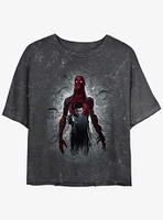 Stranger Things Vecna and Eleven Mineral Wash Womens Crop T-Shirt