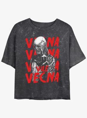 Stranger Things Vecna Horror Poster Mineral Wash Womens Crop T-Shirt