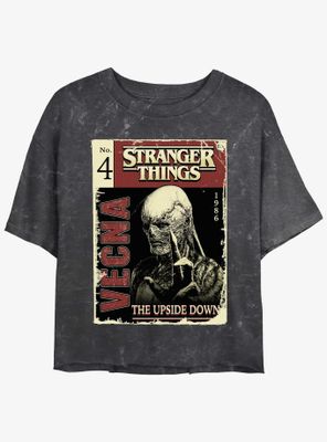 Stranger Things Vecna Pulp Comic Mineral Wash Womens Crop T-Shirt