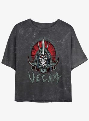 Stranger Things Vecna Tombstone Badge Mineral Wash Womens Crop T-Shirt