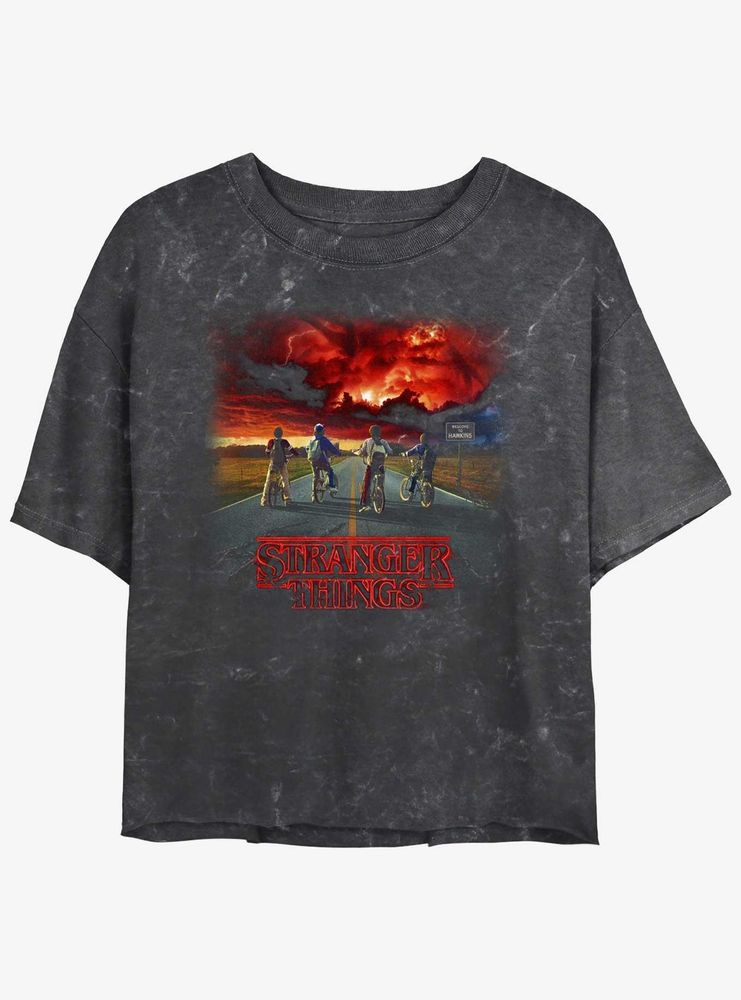 Stranger Things Where It Began Mineral Wash Womens Crop T-Shirt