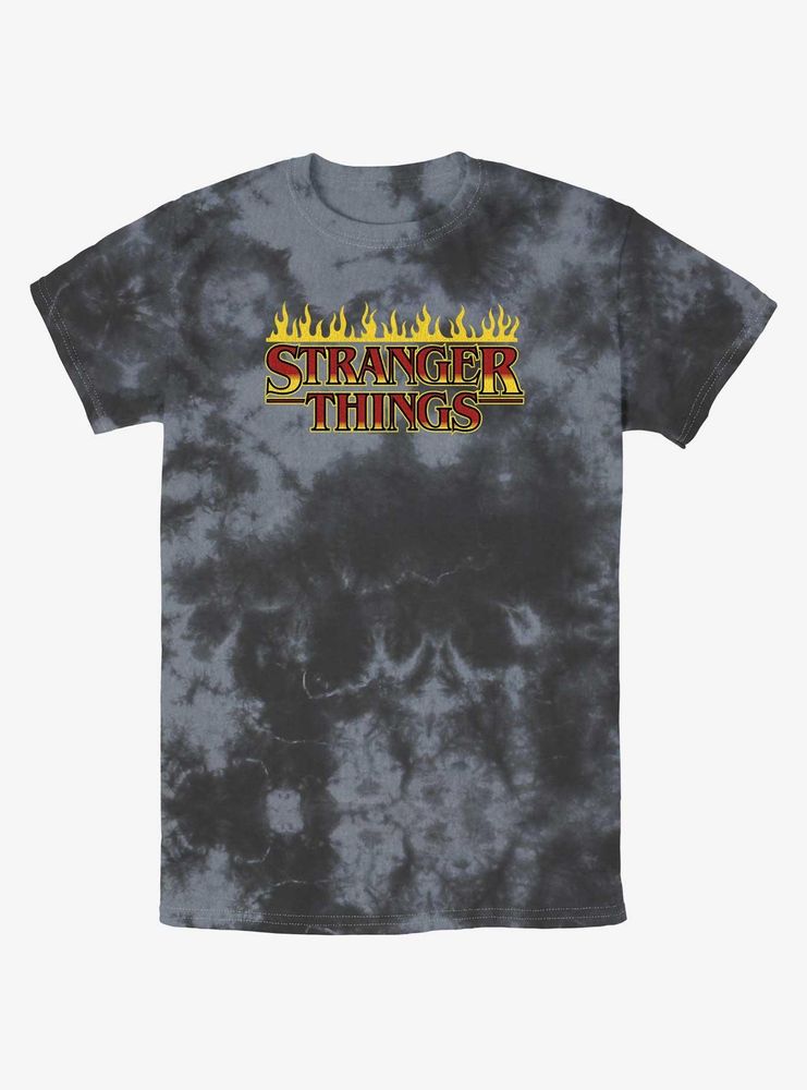 Stranger Things Flaming Logo Tie-Dye T-Shirt