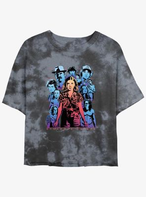 Stranger Things Eleven & Group Tie-Dye Womens Crop T-Shirt