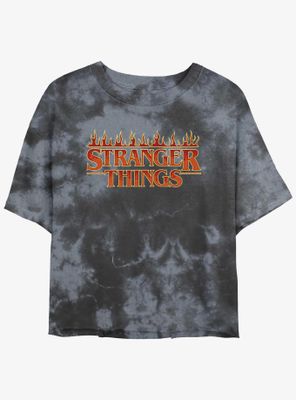 Stranger Things Fire Logo Tie-Dye Womens Crop T-Shirt