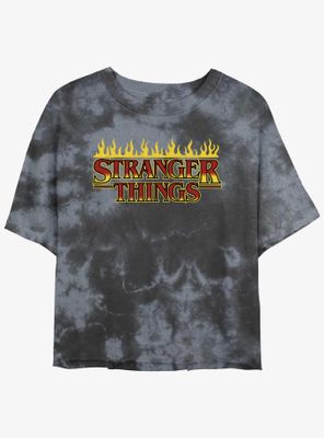 Stranger Things Flaming Logo Tie-Dye Womens Crop T-Shirt
