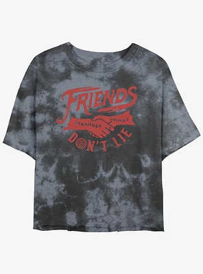 Stranger Things Friends Don't Lie Tie-Dye Womens Crop T-Shirt