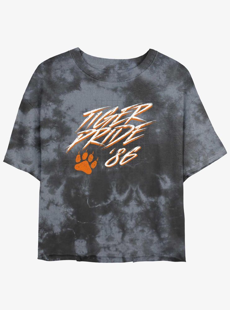 Stranger Things Hawkins Tiger Pride Tie-Dye Womens Crop T-Shirt