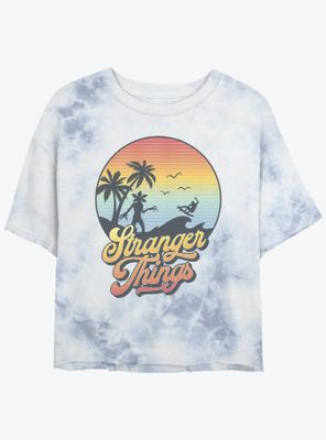 Stranger Things Retro Sun Tie-Dye Womens Crop T-Shirt