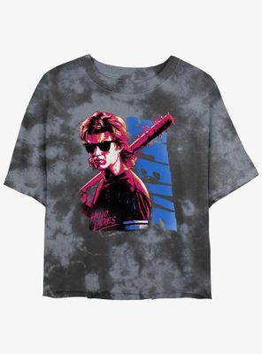 Stranger Things Splatterpunk Steve Tie-Dye Womens Crop T-Shirt