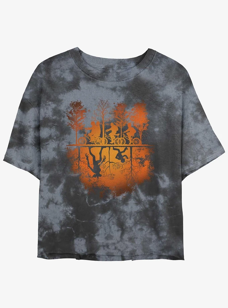 Stranger Things Spooky Upside Down Tie-Dye Womens Crop T-Shirt