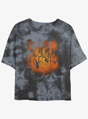 Stranger Things Spooky Upside Down Tie-Dye Womens Crop T-Shirt