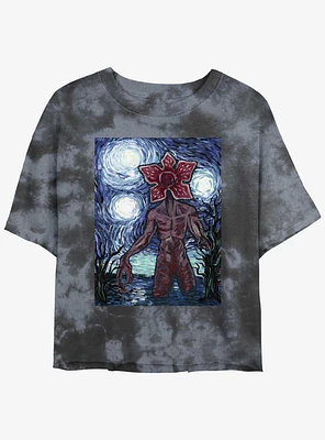 Stranger Things Starry Demogorgon Tie-Dye Womens Crop T-Shirt