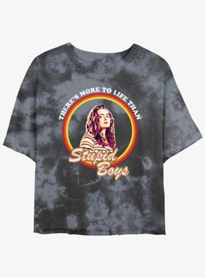 Stranger Things Stupid Boys Tie-Dye Womens Crop T-Shirt